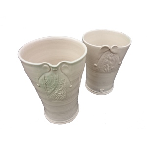 Vases-with-impressed-panel-decoration-transparent-glaze Ceramics